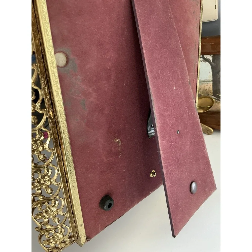 Large Vintage Ornate‎ Hollywood Regency Picture Frame / Tray Floral